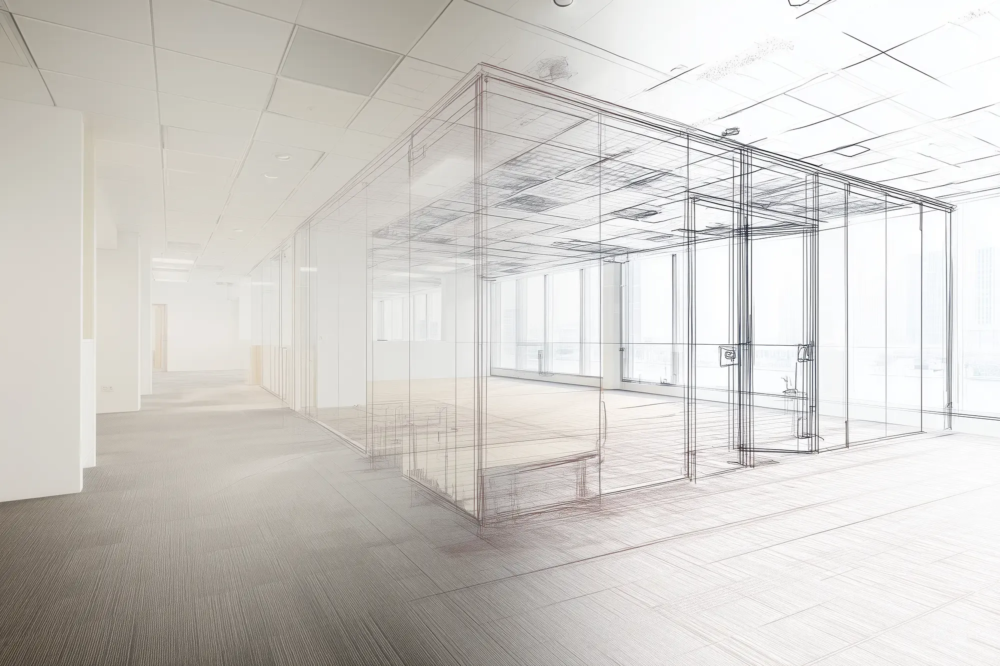 Agencement de bureaux cloisons modulaires vitrées Pittari
